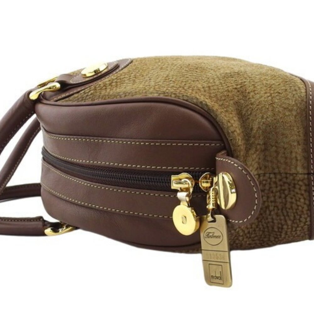 BORBONESE Handbag Quail Pattern Authentic Used t2… - image 5